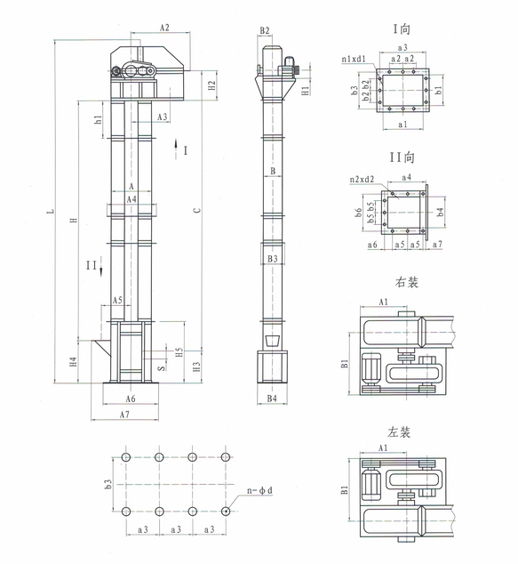 TH型斗式提升機安裝簡圖-河南振江機械